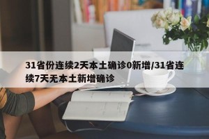31省份连续2天本土确诊0新增/31省连续7天无本土新增确诊
